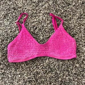 Hot pink smocked bikini top